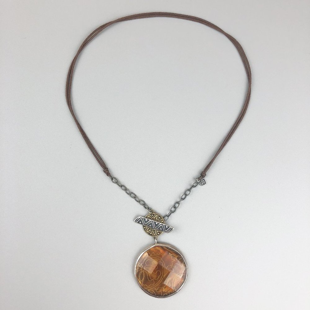 Silpada Honey-Colored Glass Pendant Necklace N2230